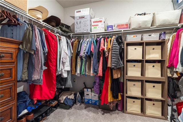 spacious closet with carpet flooring