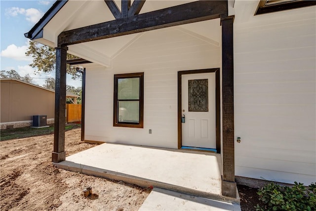 entrance to property featuring central AC unit