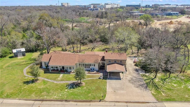 drone / aerial view featuring a view of city