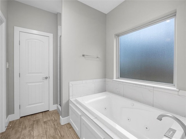 bathroom featuring plenty of natural light and a bathing tub