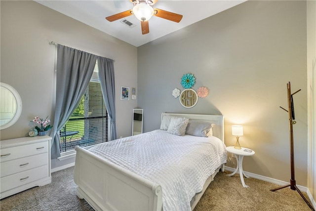 5249 Drake Dr, College Station, TX 77845 - bedroom with light colored carpet, baseboards, access to outside, and ceiling fan