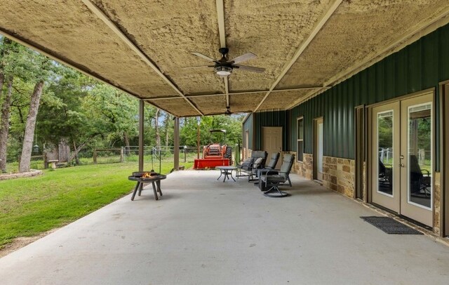 3205 County Road 308, Caldwell, TX 77836 - view of patio with french doors and a ceiling fan