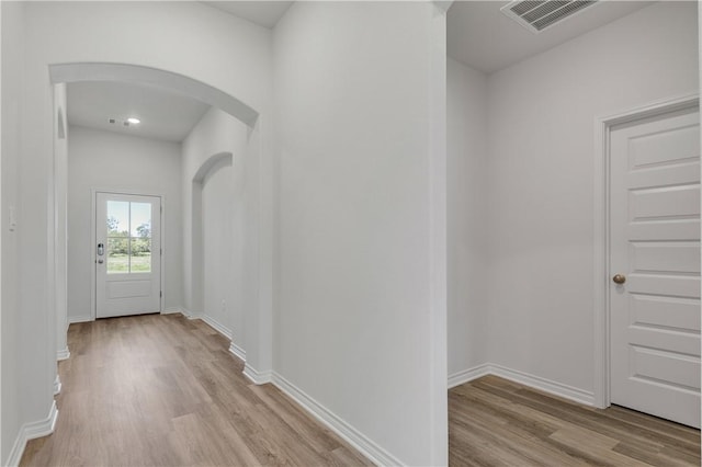 hall featuring light wood-type flooring