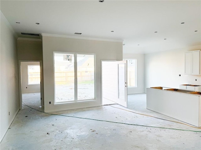 interior space with visible vents and ornamental molding