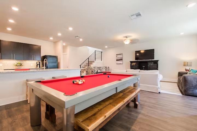 442 William D Fitch Pkwy, College Station, TX 77845 - rec room with dark wood finished floors, billiards, recessed lighting, and baseboards