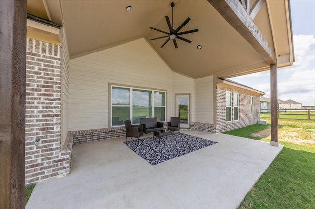 3310 Hunters Crossing Trl, Bryan, TX 77808 - view of patio / terrace featuring a ceiling fan