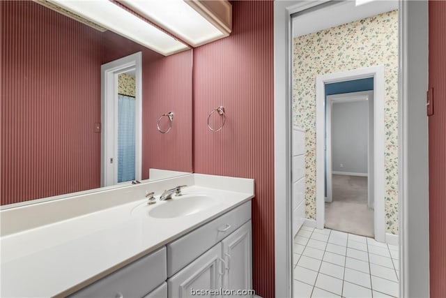 bathroom featuring vanity and tile patterned floors