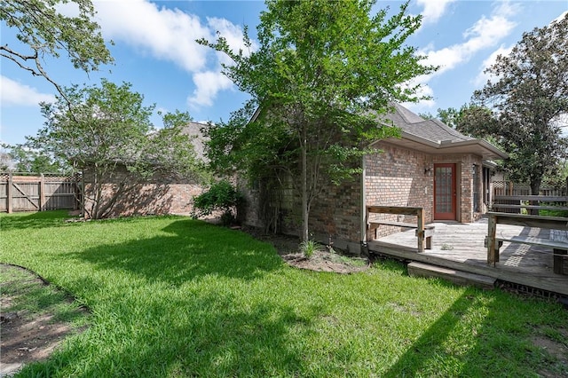 9300 Lakeside Ct, College Station, TX 77845 - view of yard with a wooden deck