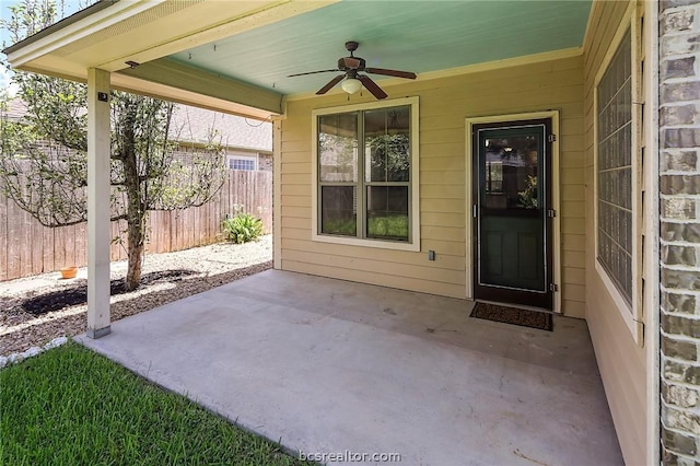 view of patio with ceiling fan