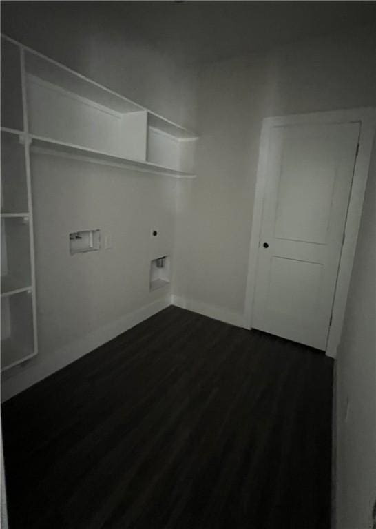 5324 Lyle Pl, Bryan, TX 77807 - washroom with dark wood-style floors, hookup for a washing machine, and electric dryer hookup