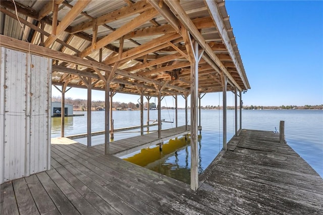 view of dock featuring a water view