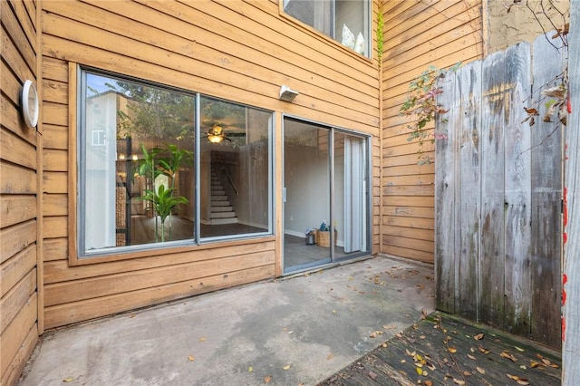 property entrance featuring a patio