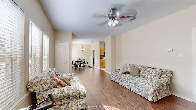 609 Townplace Dr, College Station, TX 77840 - living room featuring wood finished floors and a ceiling fan