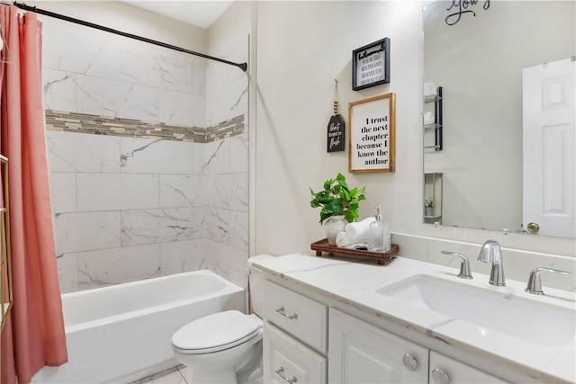 full bathroom featuring vanity, toilet, and shower / bath combo