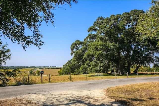 view of street with a rural view