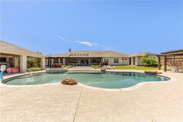 4718 Miramont Cir, Bryan, TX 77802 - view of pool with a patio area, a pergola, and a pool with connected hot tub
