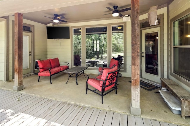 view of patio / terrace featuring ceiling fan