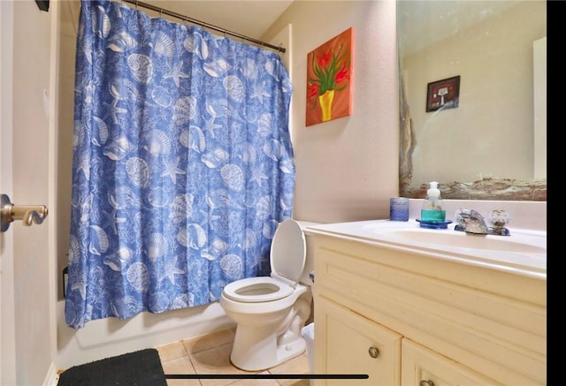 2401 Woodbend Dr, Bryan, TX 77803 - full bathroom with tile patterned floors, vanity, and shower / tub combo