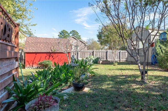 view of yard with a shed