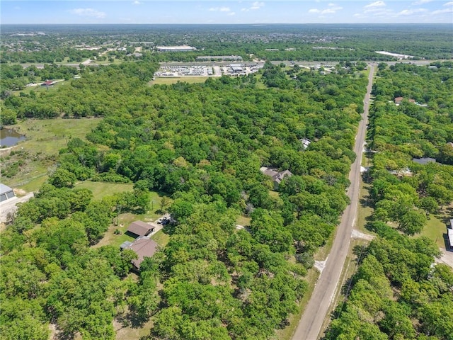 bird's eye view featuring a view of trees