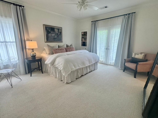 3911 Swarthmore St, Houston, TX 77005 - bedroom featuring carpet flooring, crown molding, and ceiling fan