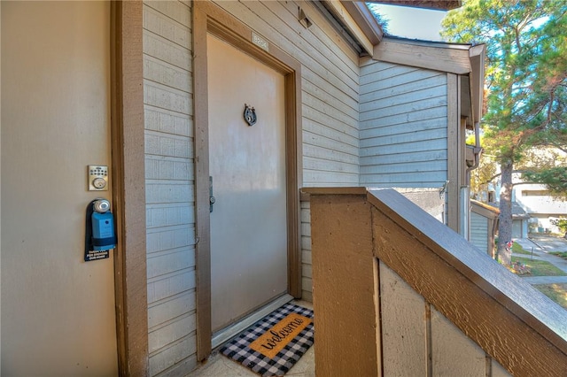 doorway to property with a balcony