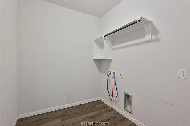 clothes washing area with washer hookup, dark hardwood / wood-style floors, and hookup for an electric dryer