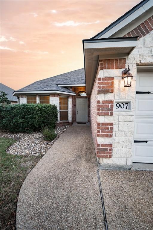 exterior space featuring a garage