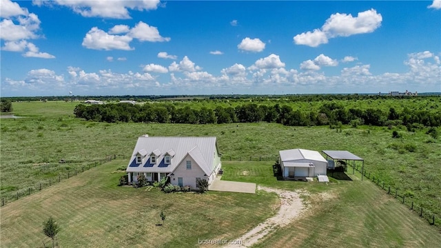 drone / aerial view with a rural view