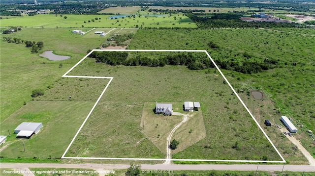 bird's eye view with a rural view