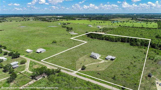 drone / aerial view with a rural view