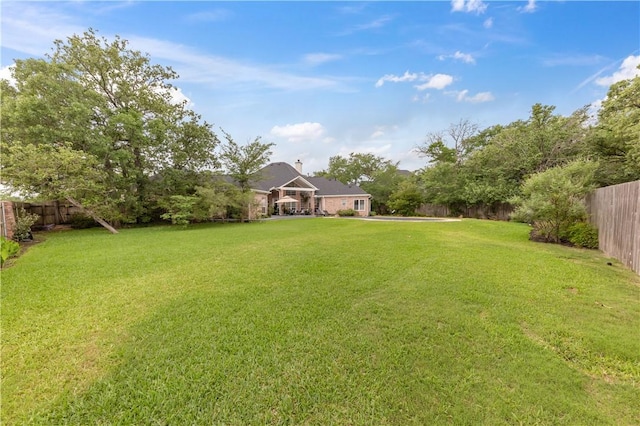 view of yard with a fenced backyard