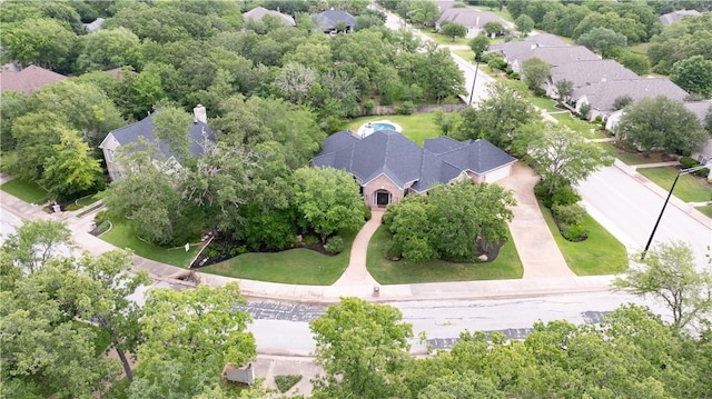 aerial view featuring a residential view