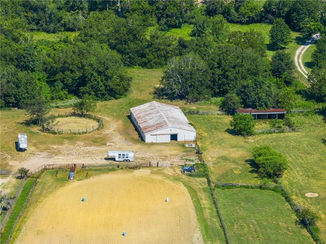 drone / aerial view with a rural view