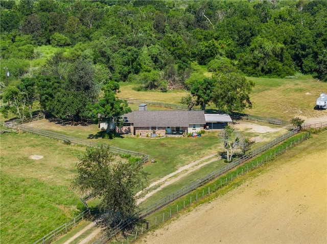 aerial view featuring a rural view