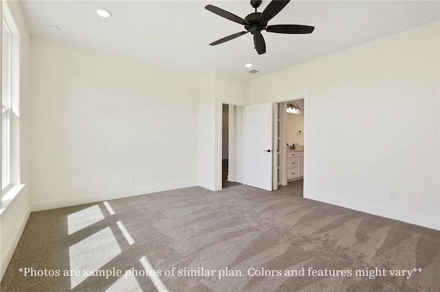 436 Brazos Bnd, Snook, TX 77879 - carpeted empty room featuring a ceiling fan, baseboards, and recessed lighting