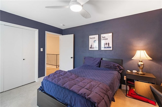 23 Forest Dr, College Station, TX 77840 - carpeted bedroom with a closet and a ceiling fan