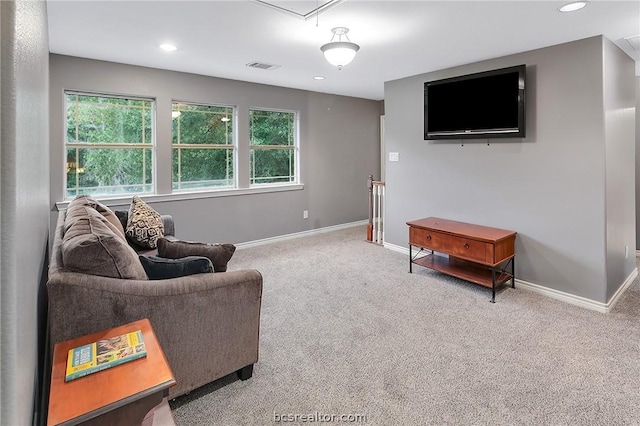 living room with carpet floors