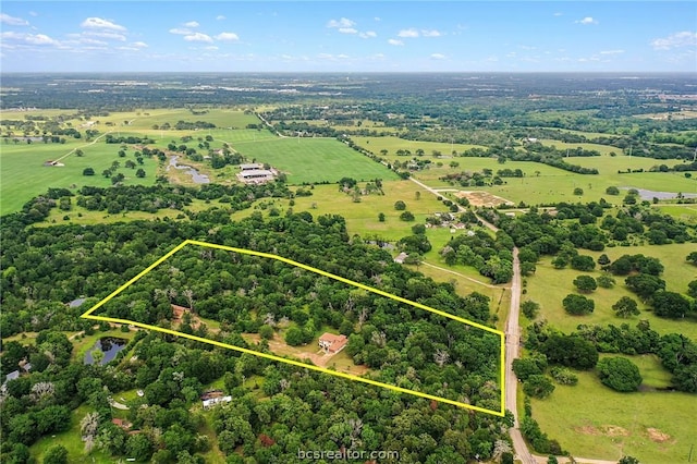 aerial view featuring a rural view