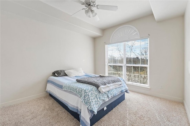 bedroom with carpet floors and ceiling fan