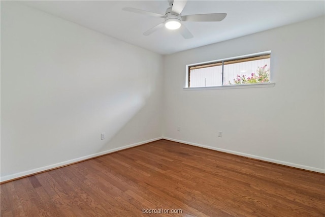 unfurnished room featuring hardwood / wood-style floors and ceiling fan