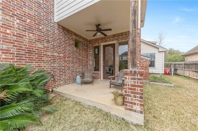 view of patio / terrace featuring ceiling fan