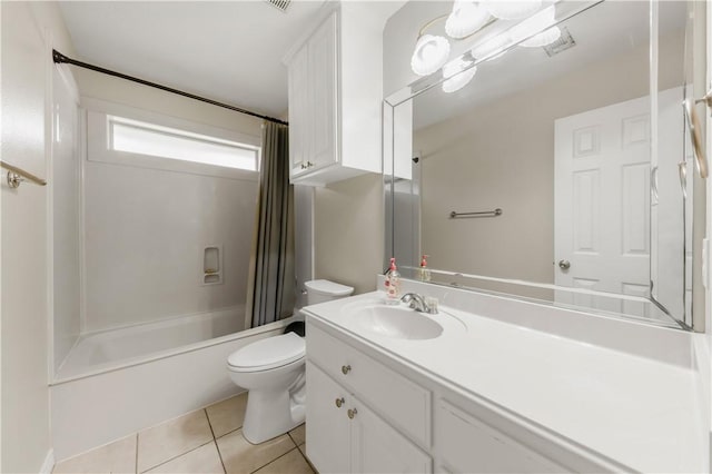 4414 Pickering Pl, College Station, TX 77845 - bathroom featuring toilet, tile patterned floors, vanity, and shower / bath combination with curtain
