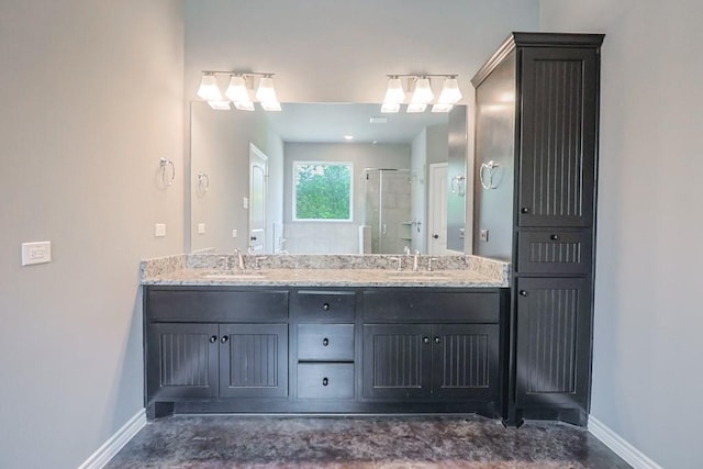 12029 Eagle Ln, North Zulch, TX 77872 - bathroom with double vanity and a stall shower