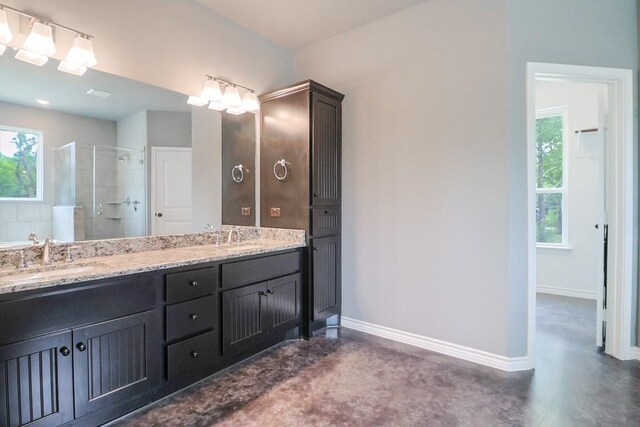 12029 Eagle Ln, North Zulch, TX 77872 - bathroom with double vanity and tiled shower