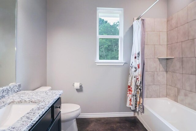 12029 Eagle Ln, North Zulch, TX 77872 - full bath with vanity, shower / tub combo, and finished concrete flooring