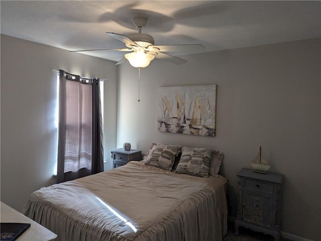 bedroom featuring ceiling fan