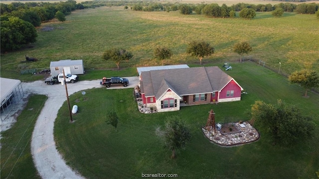 drone / aerial view with a rural view