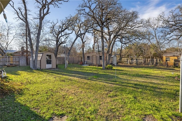 view of yard with a shed