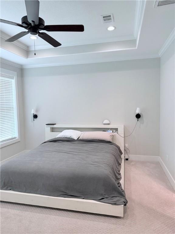 4203 Lismore Ln, College Station, TX 77845 - bedroom with a raised ceiling, ornamental molding, carpet, baseboards, and recessed lighting